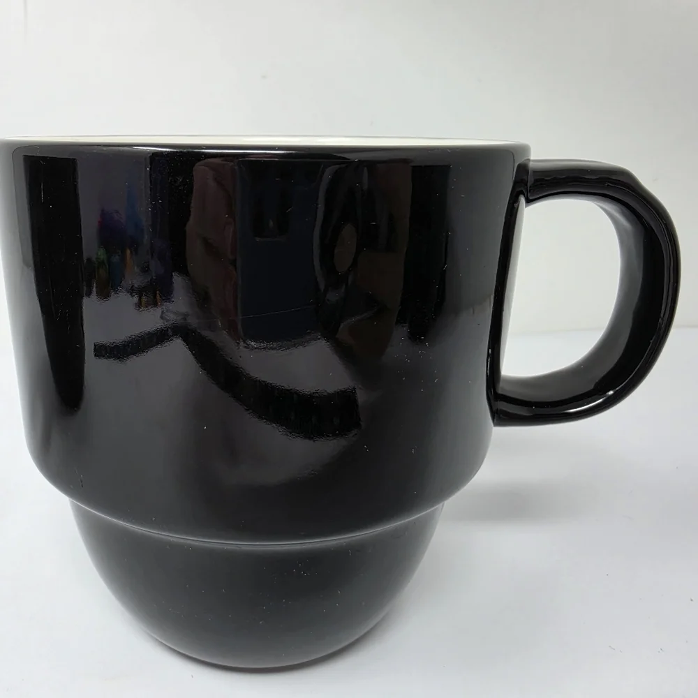 Coffee Cup Mug Stack Stackable Black Set of 2